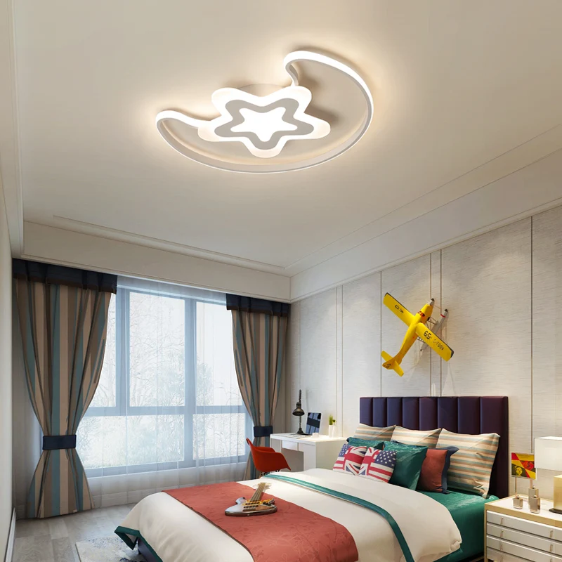 

White modern Led Chandelier lighting for bedroom Children's room iron acrylic lustre luminaria lampadario Ceiling Chandelier