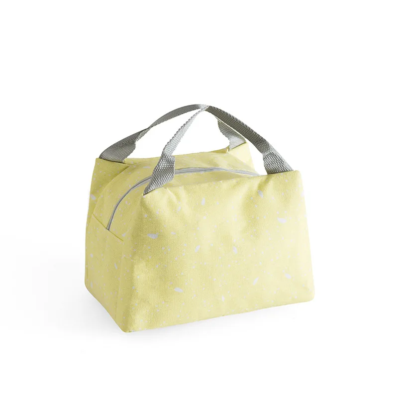 PACGOTH простой хлопок и лен печати с застежкой-молнией ручка изолированная сумка для женщин тепловой свежей еды модная сумка для обеда, 1 шт - Цвет: Snow-Yellow
