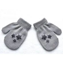 Дешевые теплые детские вязаные перчатки на осень и зиму с милыми звездами, с принтом сердца, вязаные перчатки для мальчиков