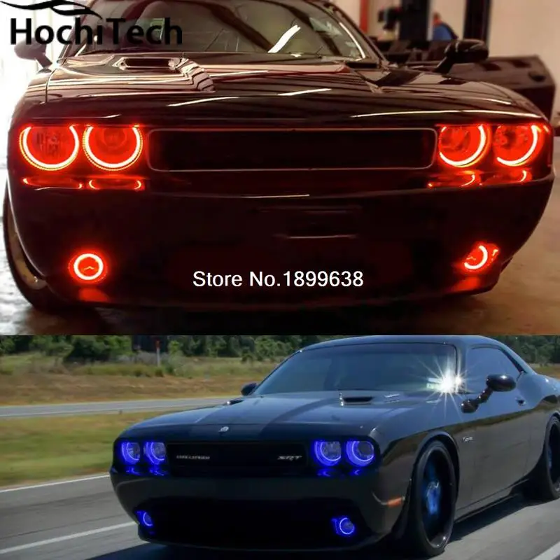 6 шт. супер яркий противотуманный свет и фара RGB led angel eyes комплект для Dodge Challenger 2008- с пультом дистанционного управления автомобильный Стайлинг