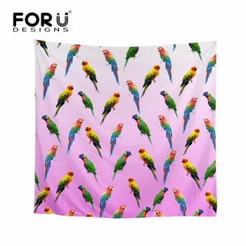 

FORUDESIGNS Spring Summer Silk Square Scarf Women Bandana Mujer Foulard Femme Bird Puzzle Print Hijab Scarves Stoles Shawls Lady