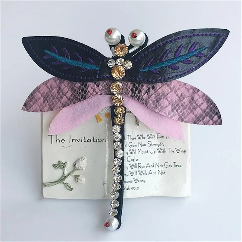 

2 Pieces/lot Fashion Beads Dragonfly Patches for Clothing Sew Applique for Bags Shoes Clothes Sticker Sew On Patches