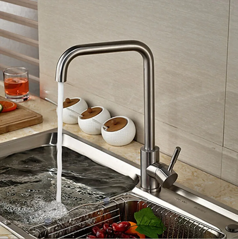 

Luxury Brushed Nickle Kitchen Faucet Single Handle Deck Mounted Faucet Mixer Tap