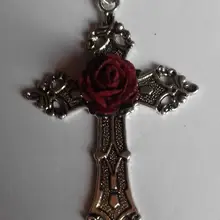 Розовая роза Комплект украшений из крестов покрытие старинное ожерелье с серебряным крестом серьги винтажные Свадебные украшения для женщин Подарки