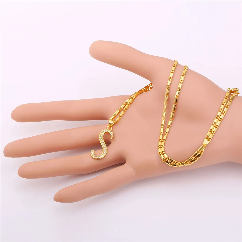 U7 Gold Color Necklace Women Men 