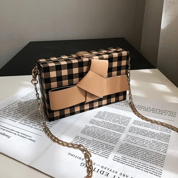 

2019 new fashion all-in-one Europe and the United States box small square bag crossbody check single shoulder bag qq184