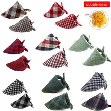 Reversible Dog Bandana Cotton linen Plaid Pet Bandana Scarf Bow ties Collar Square Cat Samll middle large dog Grooming Products Reversible Dog Bandana Cotton linen Plaid Pet Bandana Scarf Bow ties Collar Square Cat Samll middle large dog Grooming Products