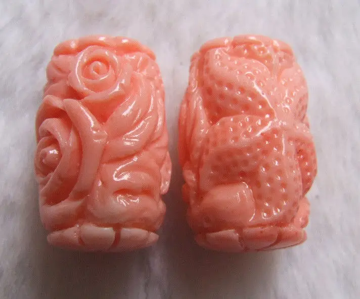 

15x23mm Pink Shell Carved Drum Loose Beads 2pcs