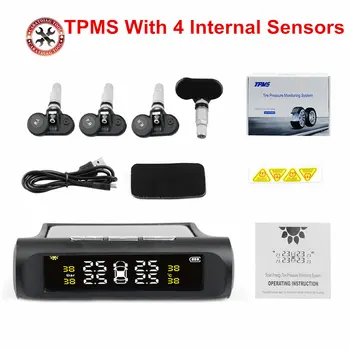 

Solar Power Wireless Car TPMS Tire Tyre Pressure Monitoring System with Internal/External Sensors For Cars with 4 Sensors