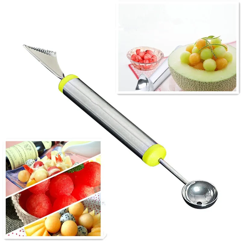 24CM Metal Stainless Steel Melon Baller Cutter Fruit Carving Knife Watermelon Spoon for Kitchen