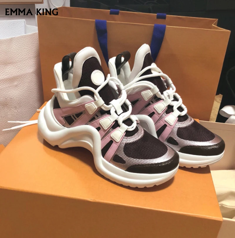 

2019New Lace-Up Sneakers Women Retro Zapatos de mujer Platform Shoes Casual Shoes New Sports Shoes Chaussures Femme Size 35-40