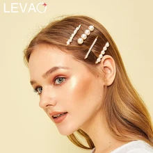 Levao New Fashion Girls Irregular Hairpins Faux Pearl Decor Hair Clips 4pcs Geometric Gold Alloy Hair Accessories for Women