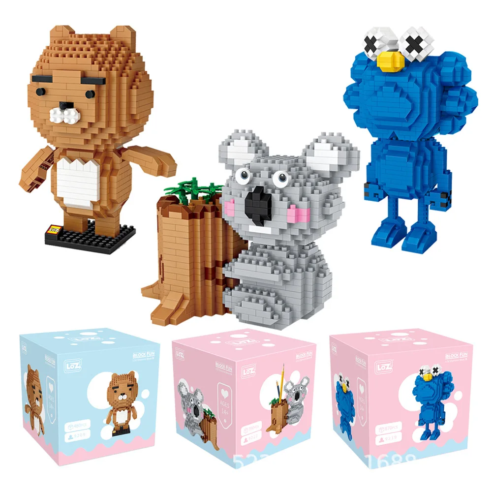 

LOZ Blocks Cartoon Animal Bear Anime Lion Figure Blue Dolls Koala Pen Holder Building Blocks Enlighten Micro Brick Funny Toys