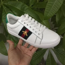 2016 Fashion Embroidery Small BeeAutumn Fashion Lace-up Genuine Leather Casual Shoes Brand Women Love heart Flats Size 35-40
