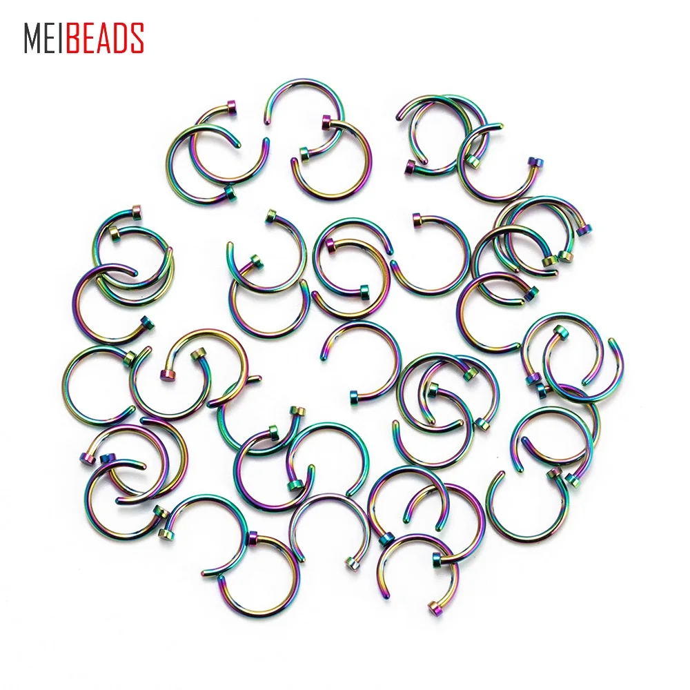 MEIBEADS 5pcs/lot 10mm Trendy Six Color Available Stainless Steel Nose Stud For Women Jewelry Gift Accessories EY6083 | Украшения и