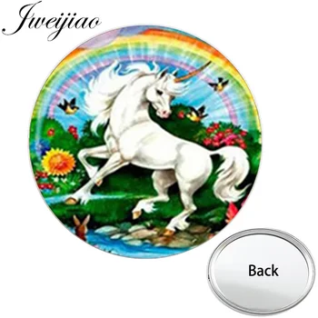 

JWEIJIAO Love Unicorn Horse Animal Mini One Side Pocket Mirror Smooth Compact Portable Flat Makeup Vanity hand mirror