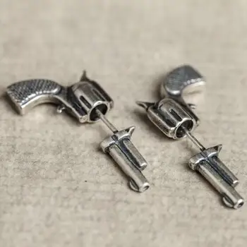 

Zavorohin Unisex Gun Shaped Genuine 100% 925 Sterling Silver Pistols Stud Earrings Punk Cool Style Jewelry Creativity