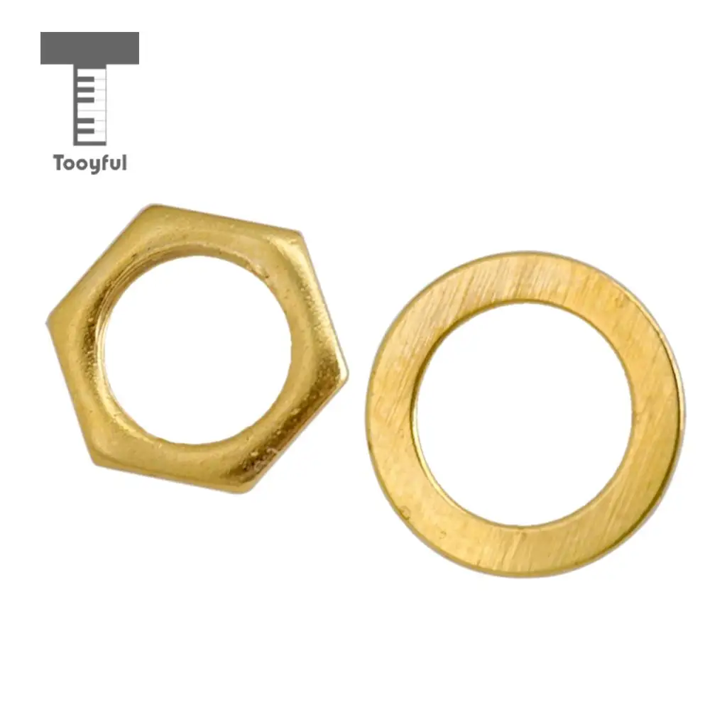 Tooyful 5 Pieces Iron Jack Socket Connector Nuts with Washers Set for Electric Guitar Bass Parts 9mm
