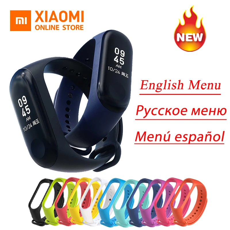 Глобальная версия Xiaomi mi Band 3 band мгновенное сообщение CallerID водонепроницаемый OLED
