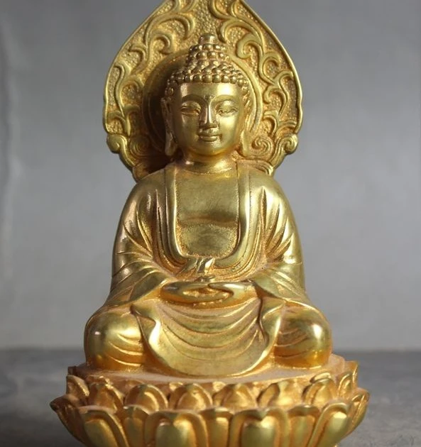 

Tibet Buddhism Gilt Bronze Tathagata Amitabha Sakyamuni Shakyamuni Buddha Statue