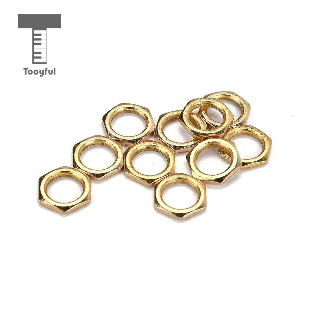 Tooyful 50 Pack Guitar Bass Jack Socket Nut Thin Nut for Guitar Parts Accessories 8mm Diameter
