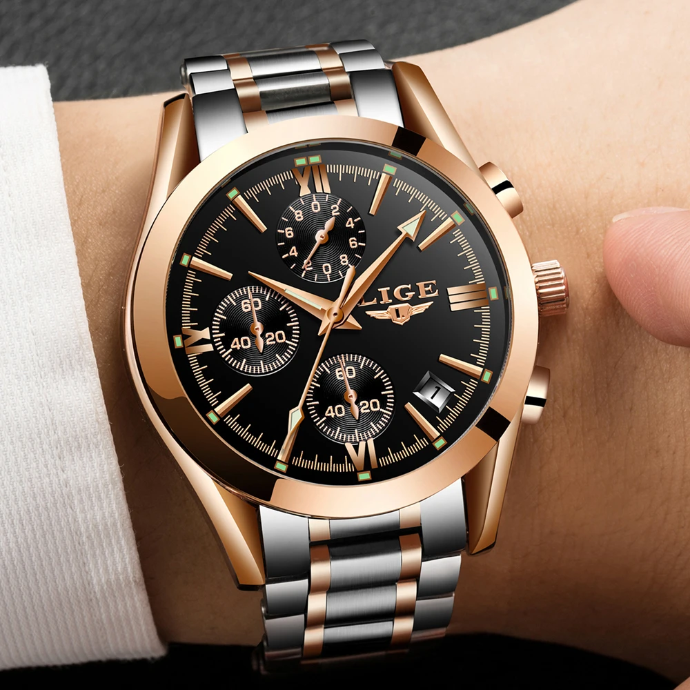 2017 BIDEN Men Full Steel Watches Male Fashion Sports Watch Quartz Clock Man Military Waterproof Wristwatches Relogio Masculino