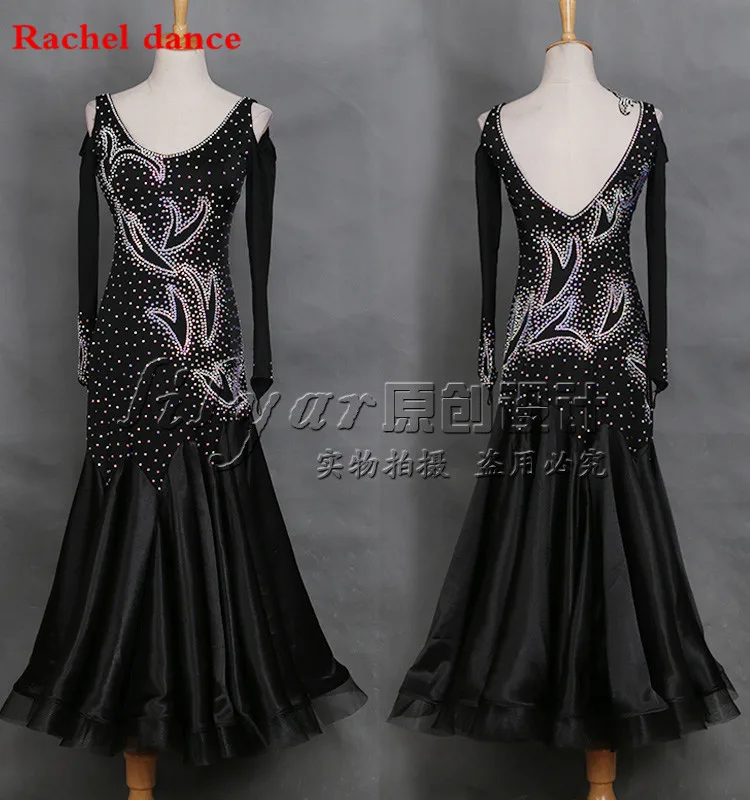

2017 New Woman High-End Big Wwing Standard Ballroom Dance Costume Dress For Competition Sequins Waltz/Tango/Foxtrot Costumes