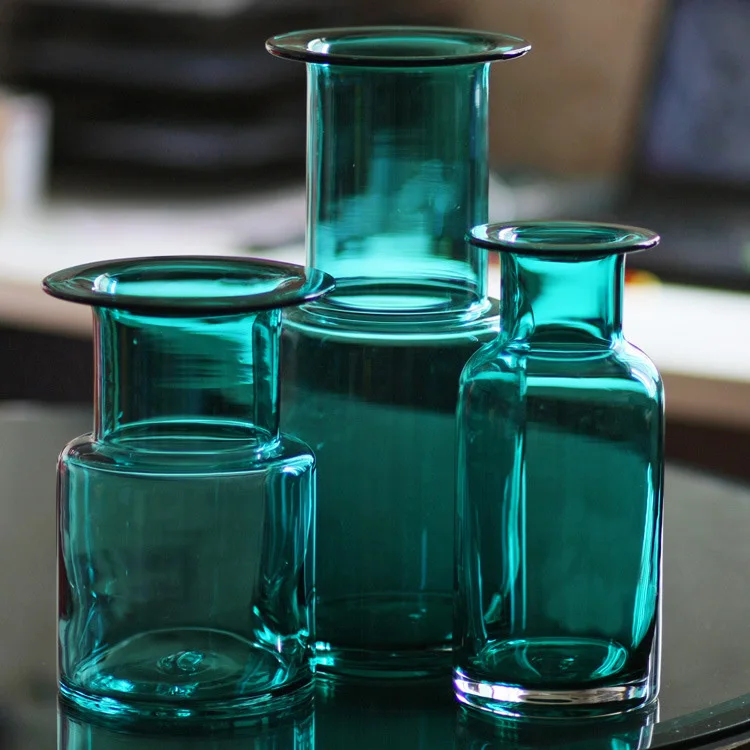 New arrival 1pcs European blue handmade glass Flower arrangement vase