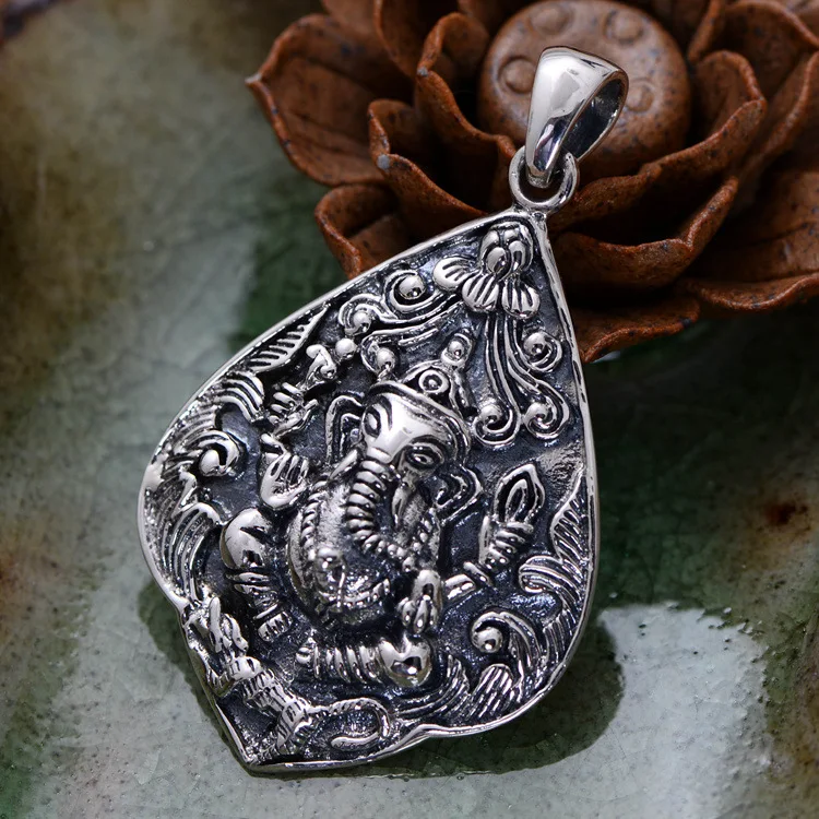 

100% 925 Sterling Silver Thai Vintage Pendant Thai Elephant God Fine Jewelry Retro Men Male Jewelry CH052651