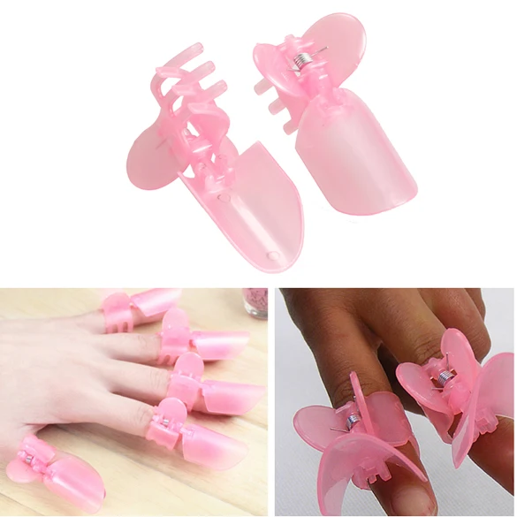 

10PCS Plastic Nail Art Design Tips Cover Polish Shield Protector Clip Set Pink HJL2017