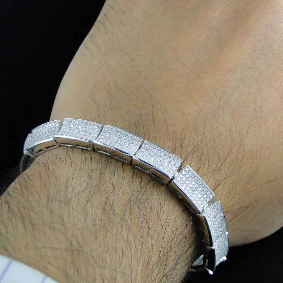 21 см хип хоп шикарные ювелирные изделия полный микро pave cz Квадратные бусины для мужчин мальчик украшения для ночного клуба сверкающее украшение iced out браслет
