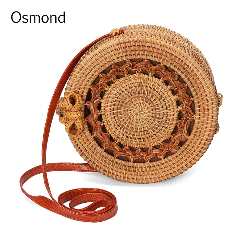 

Osmond 2018 Women Large Round Rattan Circle Straw Bag Vintage Handmade Knitting Girl Beach Shoulder Messenger Crossbody Bag
