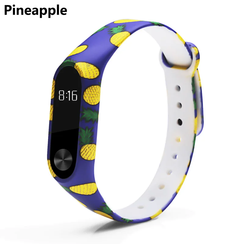 BOORUI Miband 2 аксессуары mi band 2 ремешок цветной специальный силиконовый ремешок для Xiaomi Mi Band 2 смарт-браслеты Smartband - Цвет: Pineapple