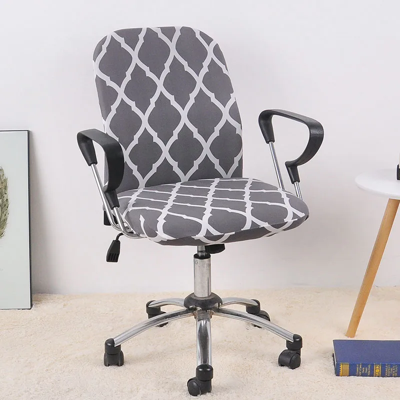 Эластичные покрытия для офисных стульев универсальный размер жаккардовый чехол для кресла компьютерные офисные чехлы для сидений офисные стулья 2 шт - Цвет: Battleship Grey