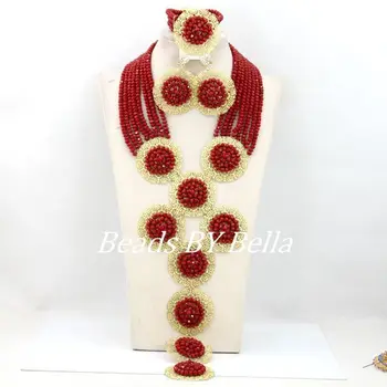 

Luxury Wine Nigerian Party Crystal Beads African Jewelry Set Wedding Party Beads Costume Jewelry Set Free Shipping ABY637