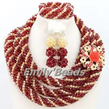 Горячее предложение нигерийской свадьбы Африканский Бусины комплект ювелирных изделий Люкс Кристалл Бусины Цепочки и ожерелья Ювелирные наборы aej981