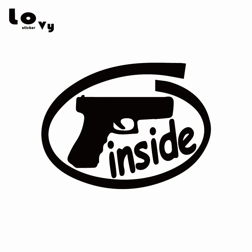 

GUN INSIDE Vinyl Car Sticker Funny Warning Mark Car Decal for Car Window Door Body Decoration CR0708