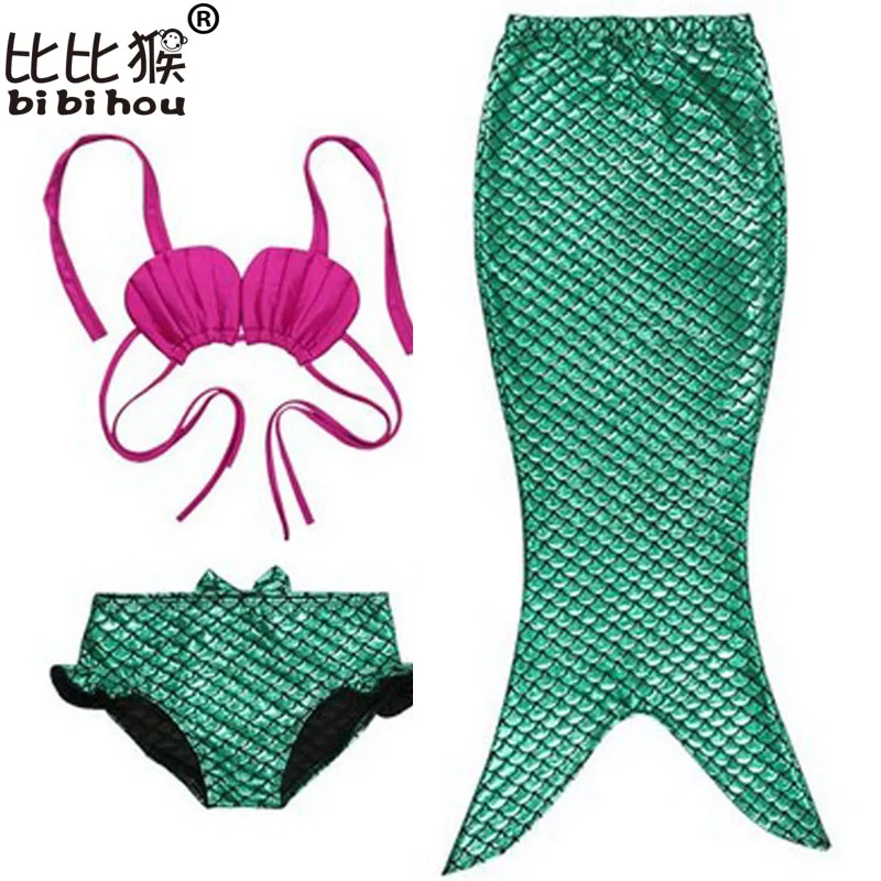 

3pcs Summer Mermaid Tails for Swimming Dress Beachwear Costumes Kids Swimmable Cosplay Costume Girl Clothing Children Clothes