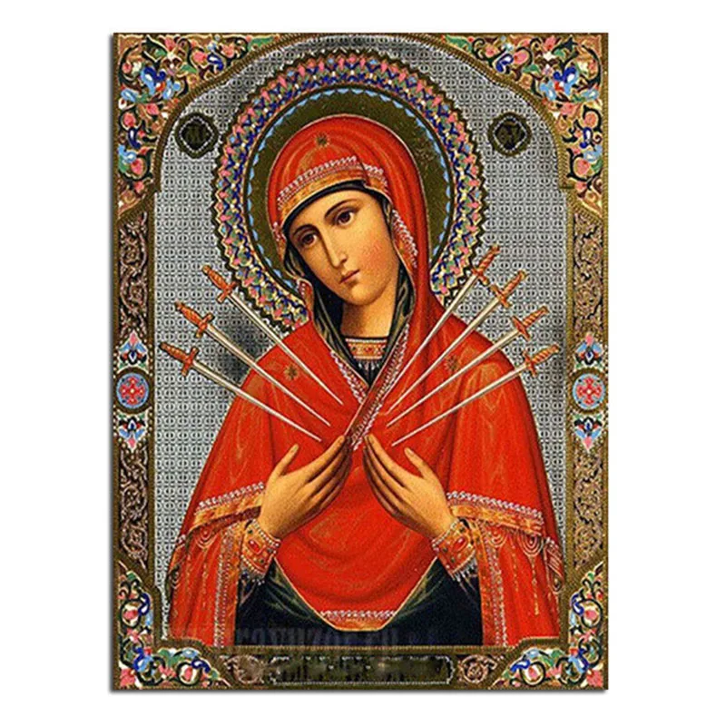 

2016 Hot 5D Diy Diamond Painting Religion Diamond Mosaic Icon of Saint Maria Inlaid Yarn Fabric Needlework Crafts Diamond Cross