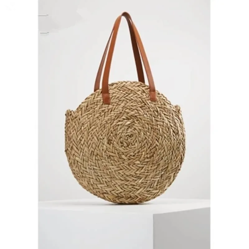 Buy New Natural hand woven big straw bag round