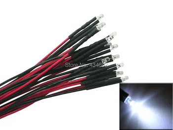

40pcs 3mm Round Top White Prewired led Pre-Wired LED Light Lamp Bulb Cable Diodes DC12V For Boat/Car/Tree Decoration