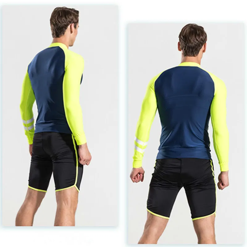 HISEA S070 Men beach T-shirt Rash Guards swimsuit Long sleeves sunscreen Zipper cardigan