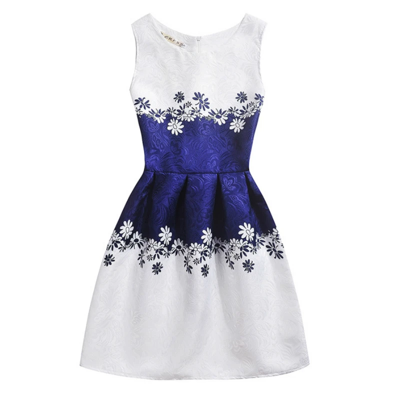 

Summer Girls Dresses Creative Art Colorful Print Sleeveless Dress Butterfly Flower Dress Vestido Princess Dress