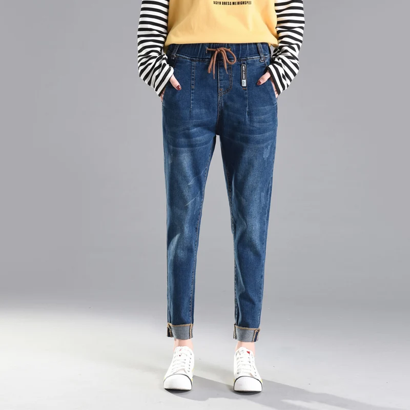 new special design elastic boyfriend for women jeans woman plus size loose jeans high waist stretch denim haren pants femme