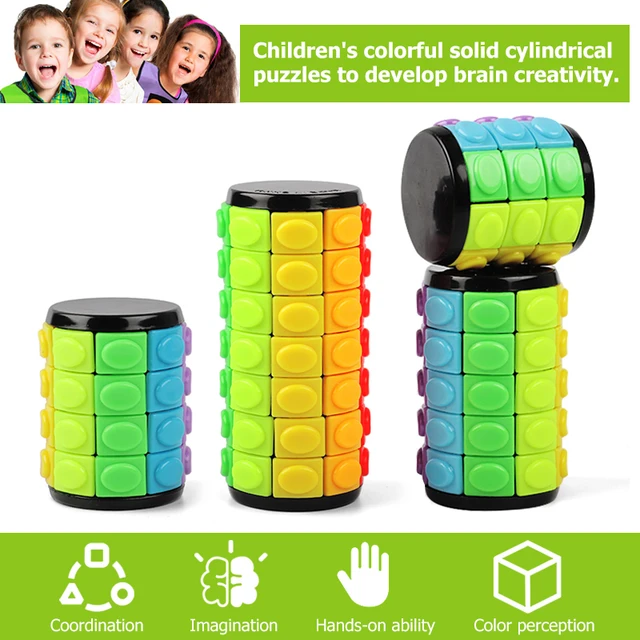 New 3d Rotate Slide Babylon Tower Stress Cube Puzzle Toy Cube Kids Adult Color Cylinder Sliding Puzzle Sensory Toy 1