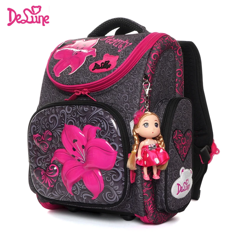 

delune Cartoon School Bags Backpack for Girls Boys 7 Years Bookbag Flower Pattern Children Orthopedic Backpack Mochila Infantil