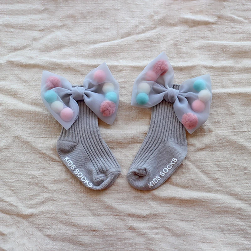 

New Girls Socks With Bows Toddlers Infants Cotton Ankle Socks For Girl Sweet Cute Baby Socken Princess Children Sock