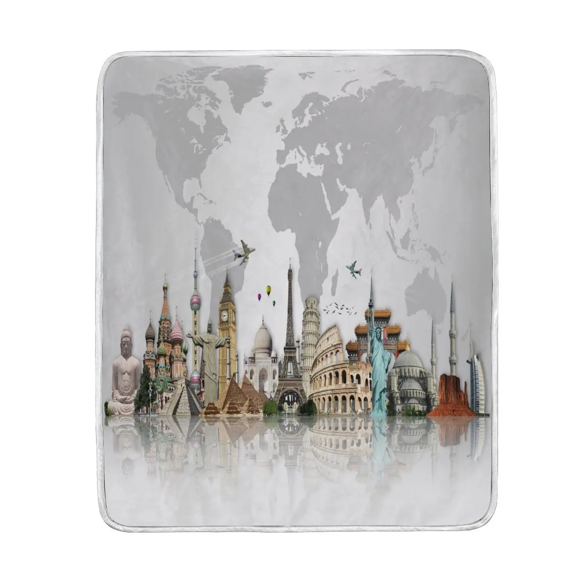 Мир Географические карты путешествий ориентир серый Одеяло мягкий теплый уютный