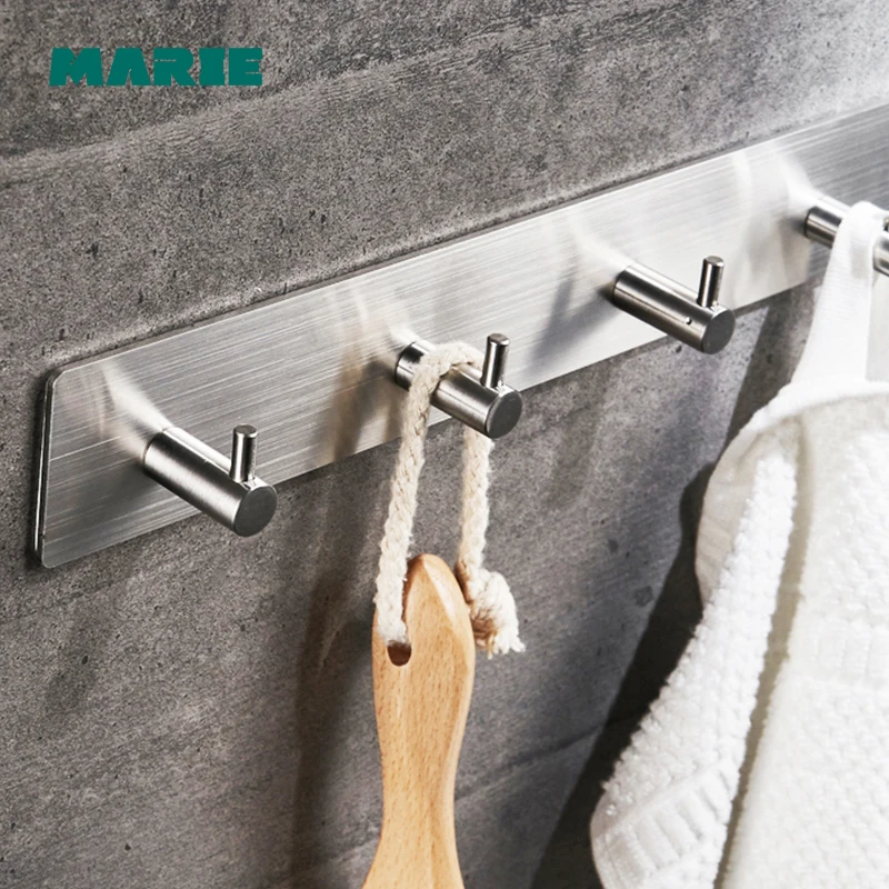 Stainless Steel Clothes Hook Fixed Bathroom Towel Hanger 1/2/3/4 hook