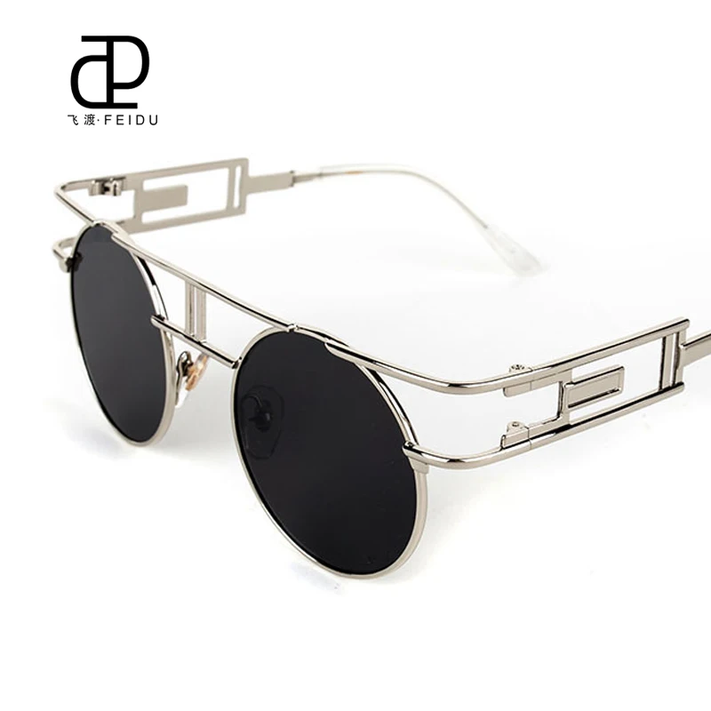 FEIDU ретро готические солнцезащитные очки в стиле стимпанк женские брендовые дизайнерские ретро с металлическим покрытием зеркальные Круглые Солнцезащитные очки Oculos De Sol Feminino - Цвет линз: C8